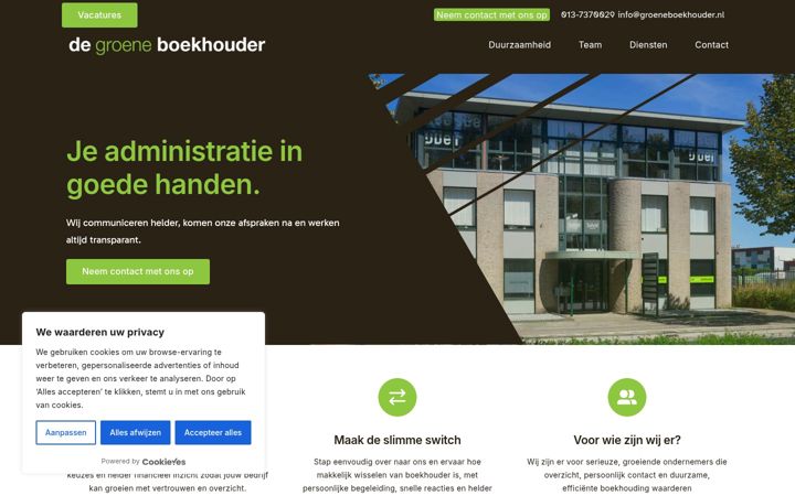 Screenshot of groeneboekhouder.nl