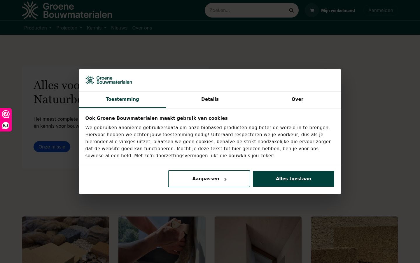 Screenshot del banner di consenso mostrato prima di qualsiasi interazione