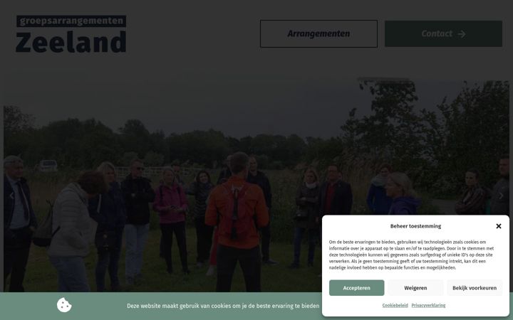 Screenshot of groepsarrangementenzeeland.nl