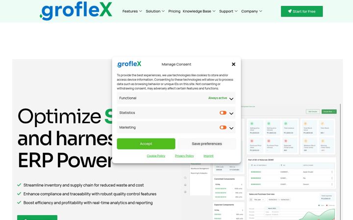 Screenshot of groflexerp.com