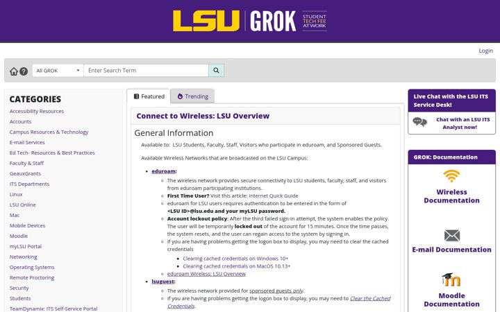 Screenshot of grok.lsu.edu