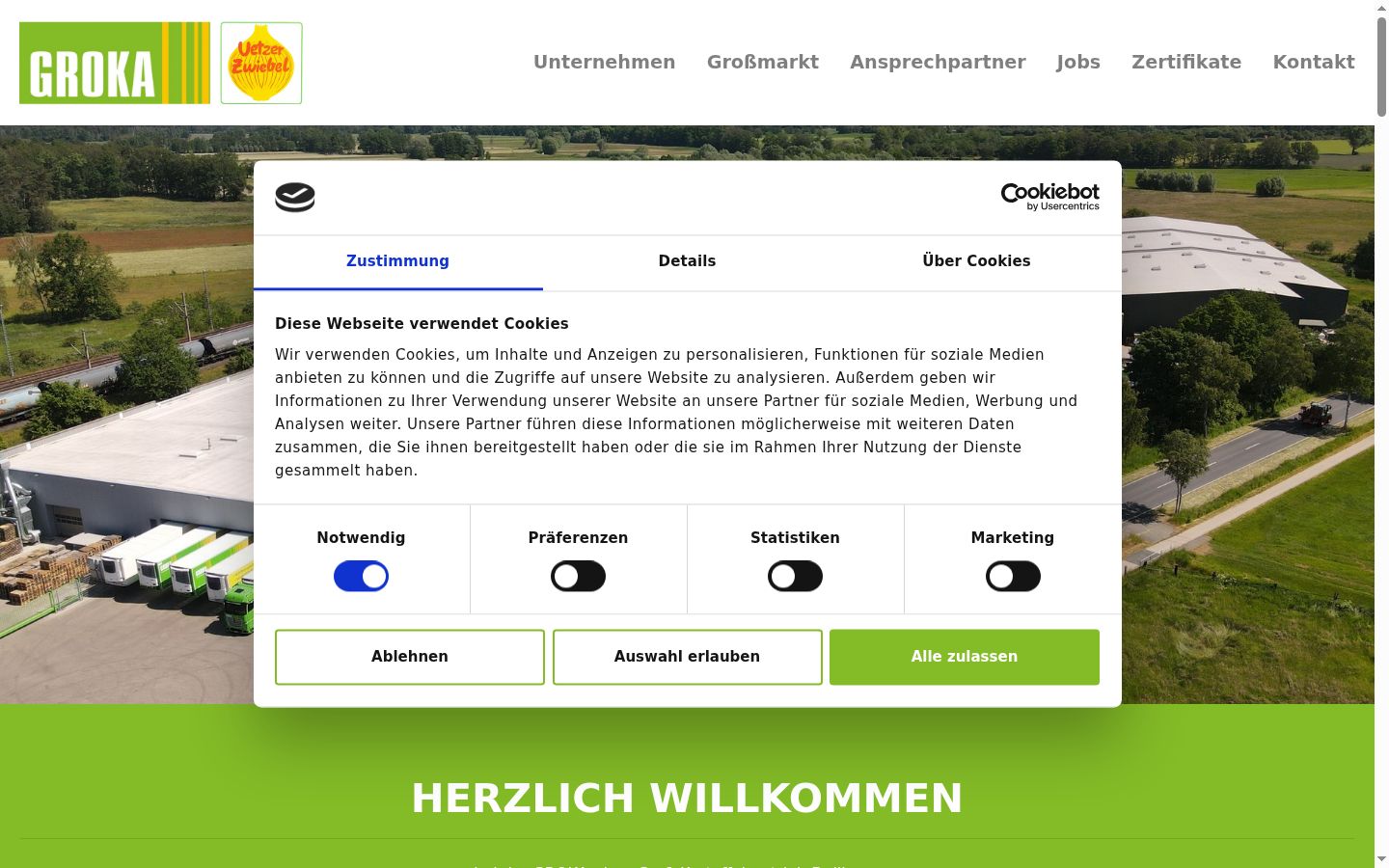 Screenshot of the consent banner shown before any interaction