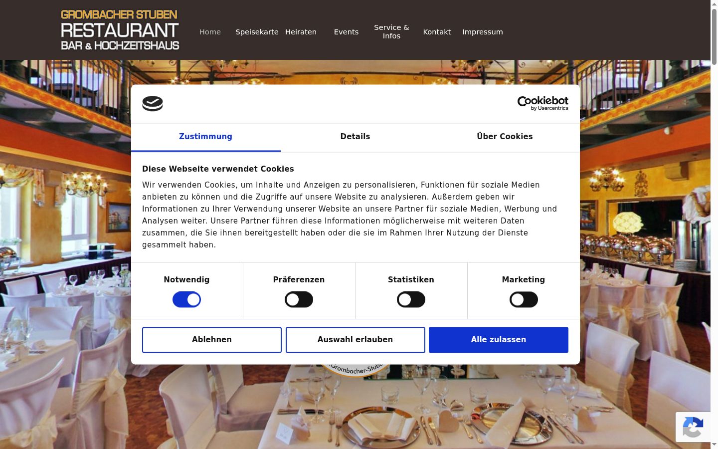 Screenshot del banner di consenso mostrato prima di qualsiasi interazione