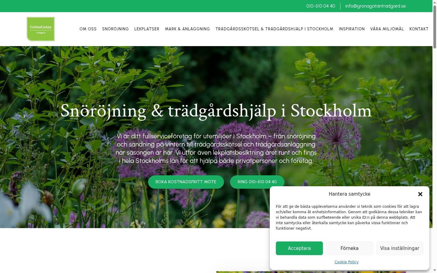 Skärmbild av samtyckesbannern som visades före någon interaktion