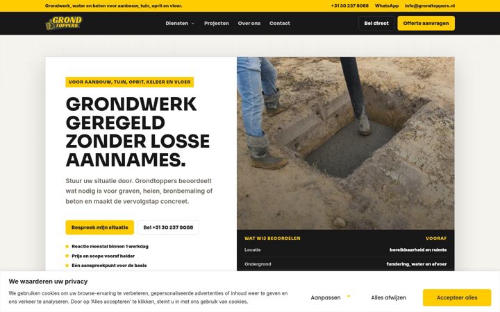 Screenshot of grondtoppers.nl