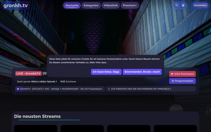 Screenshot of gronkh.tv