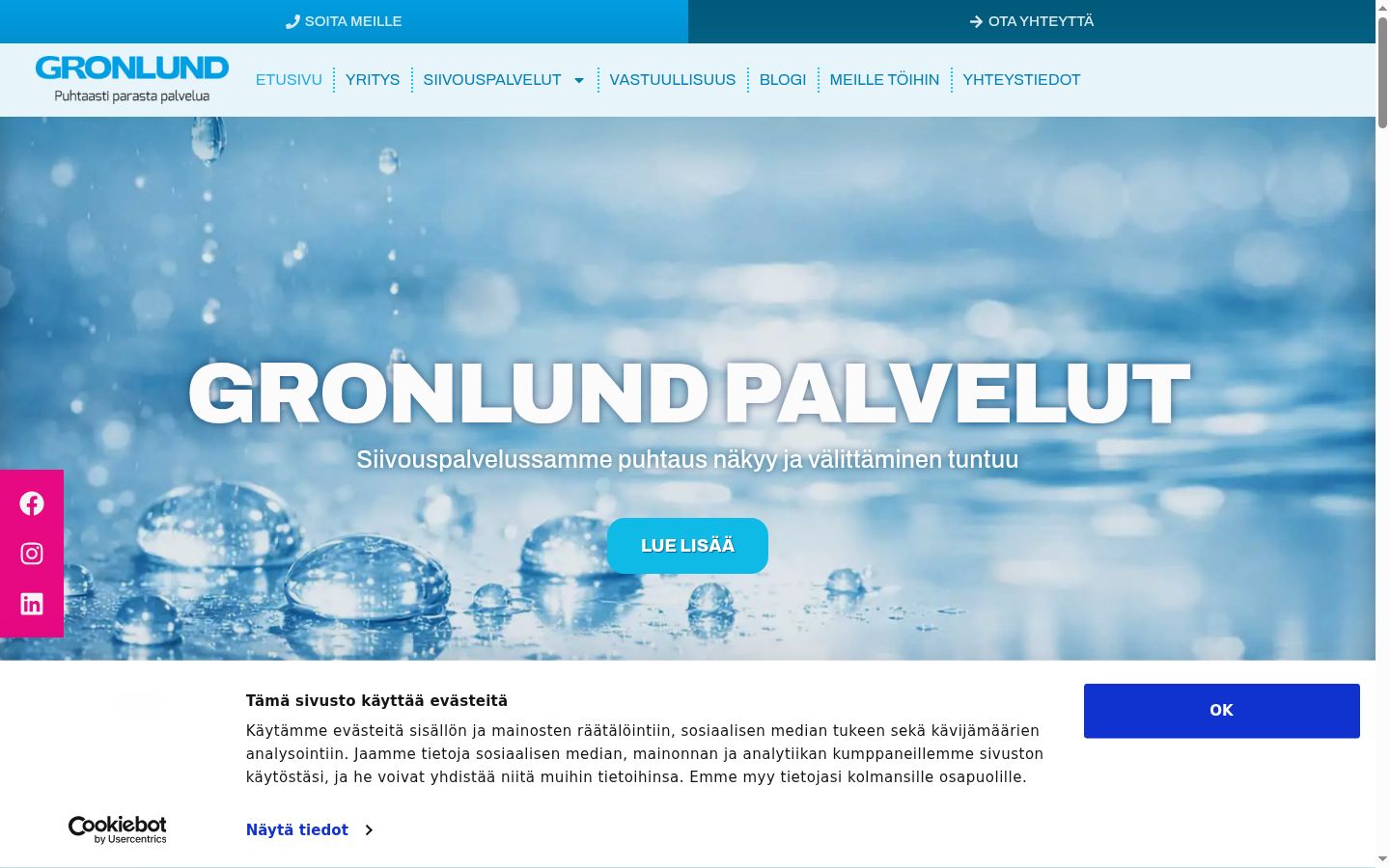 Screenshot del banner di consenso mostrato prima di qualsiasi interazione