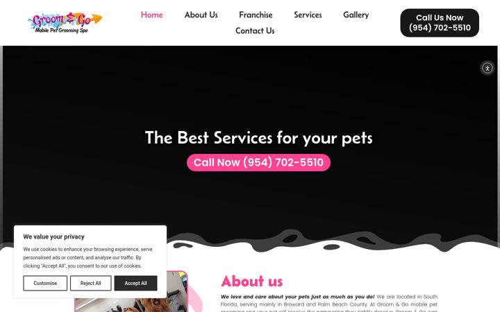 Screenshot of groomandgopetspa.com