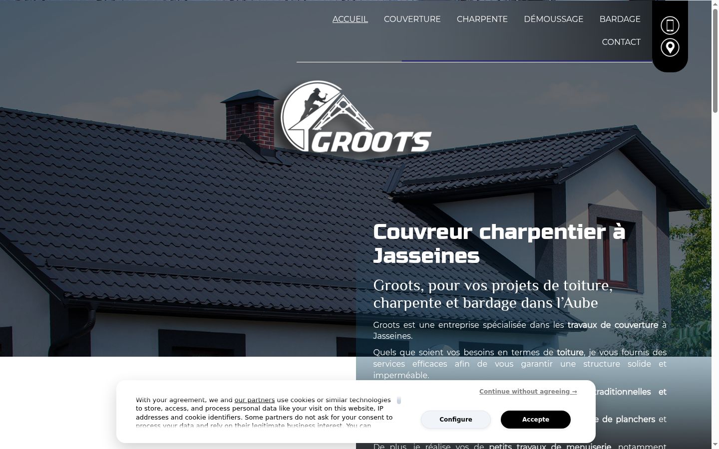 Screenshot del banner di consenso mostrato prima di qualsiasi interazione