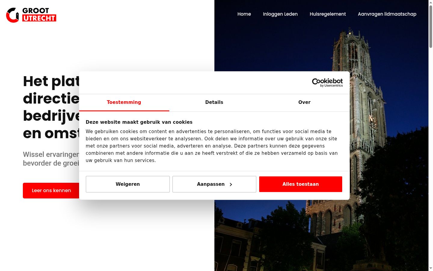 Screenshot des Einwilligungsbanners vor jeglicher Interaktion