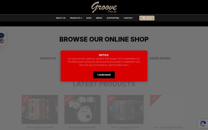 Screenshot of groovedrumco.com