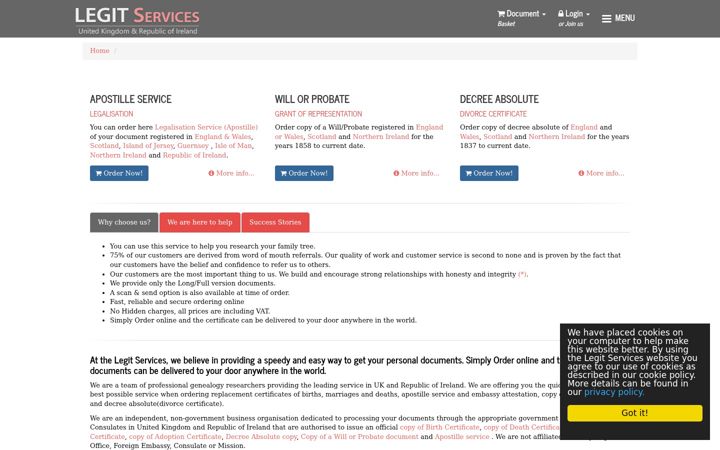 Screenshot of grorecordsonline.co.uk