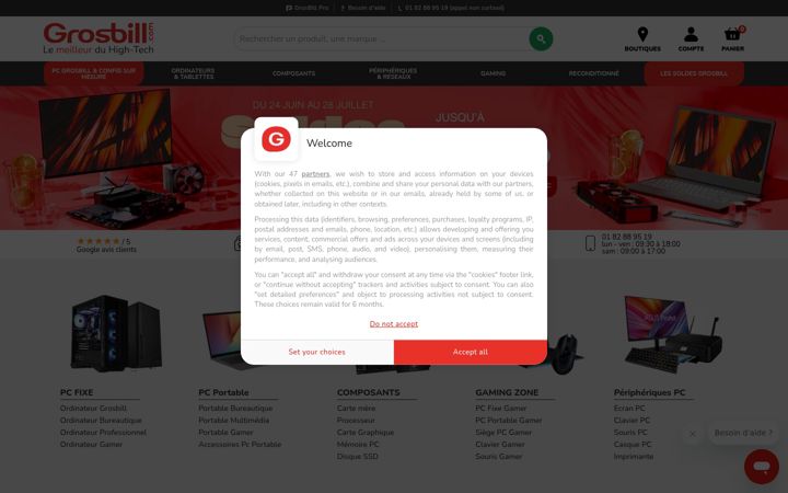 Screenshot of grosbill.com