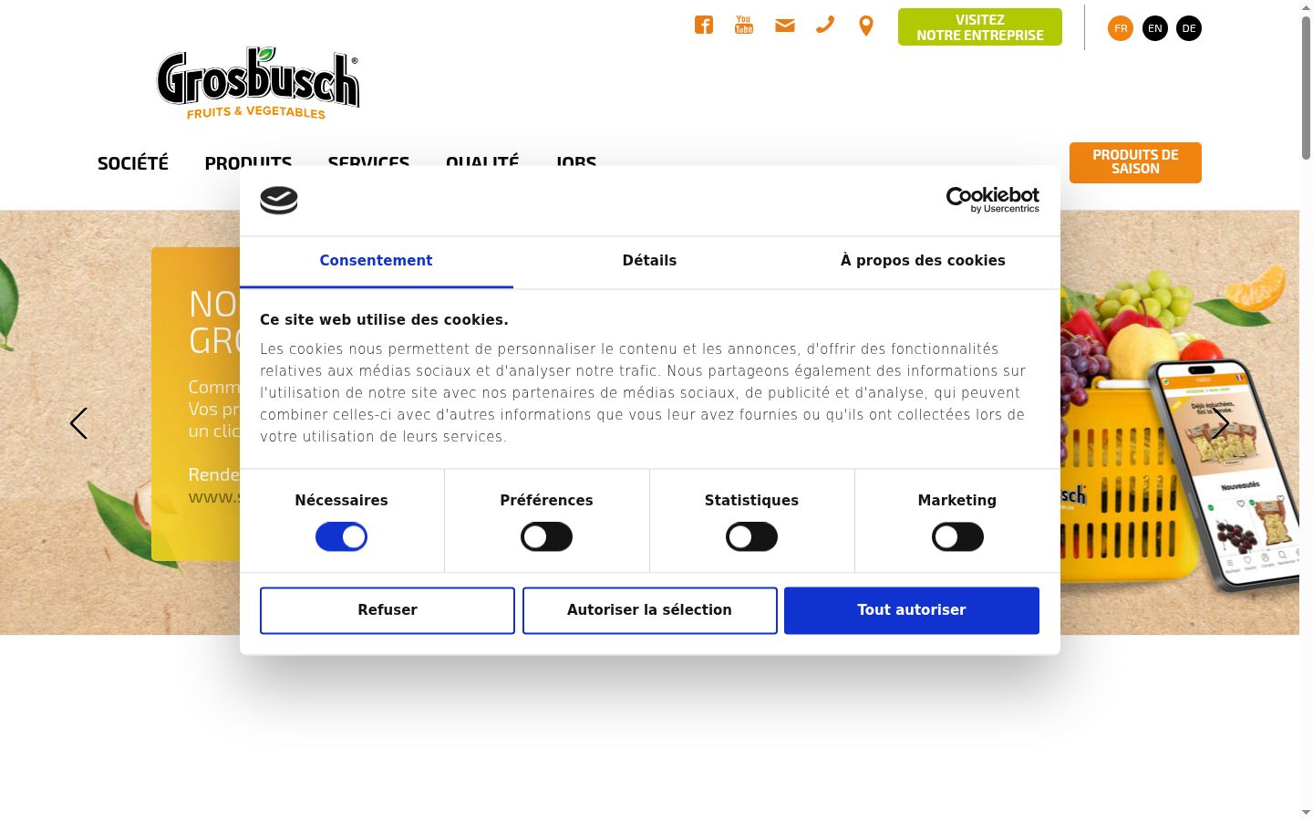 Screenshot del banner di consenso mostrato prima di qualsiasi interazione