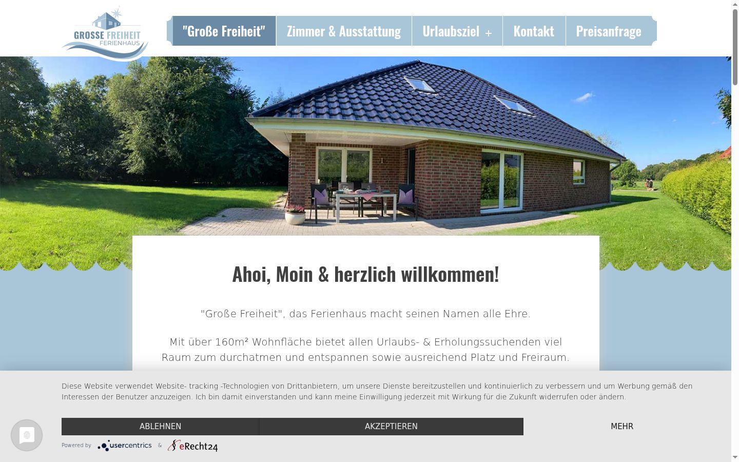 Screenshot des Einwilligungsbanners vor jeglicher Interaktion