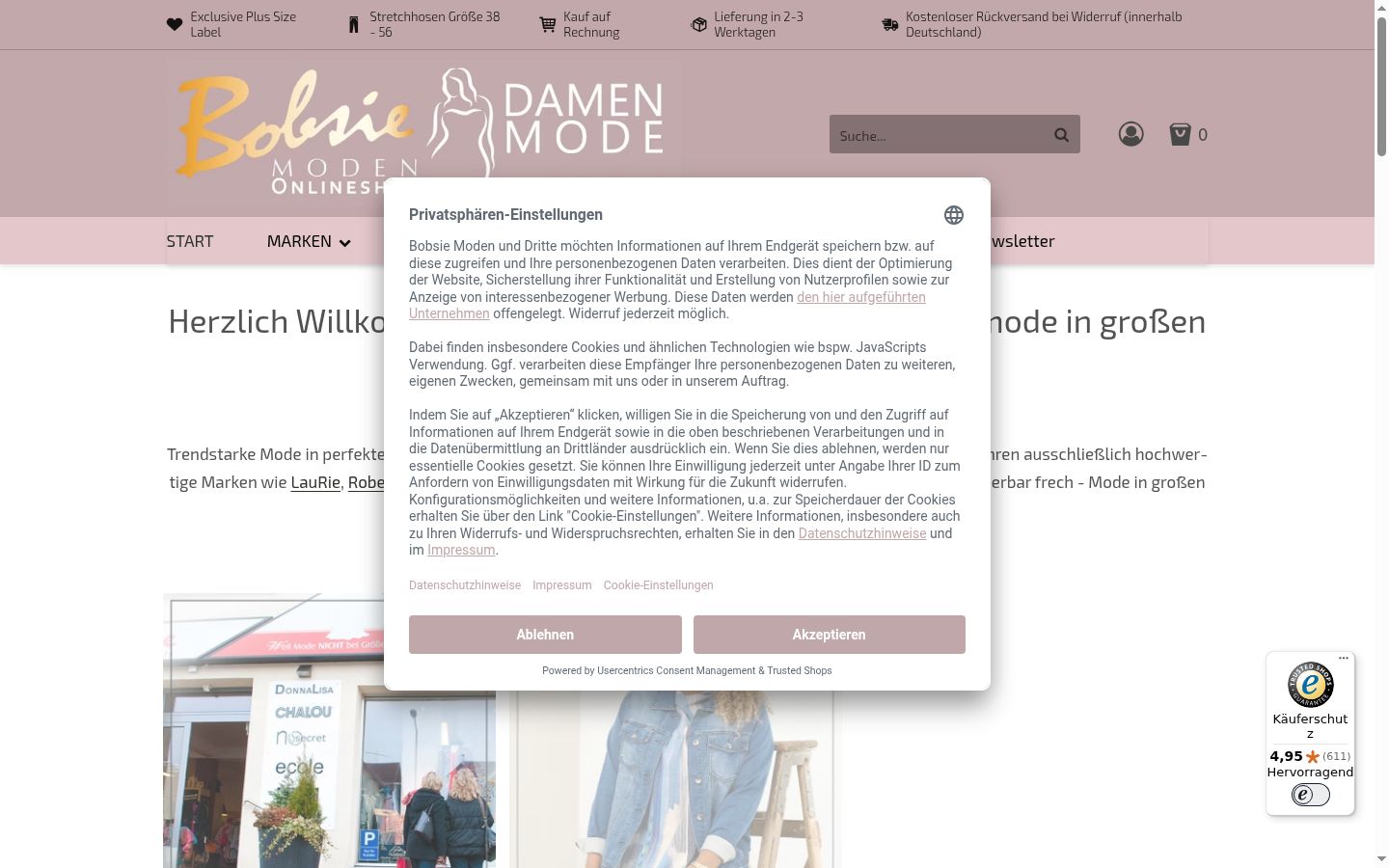 Screenshot des Einwilligungsbanners vor jeglicher Interaktion