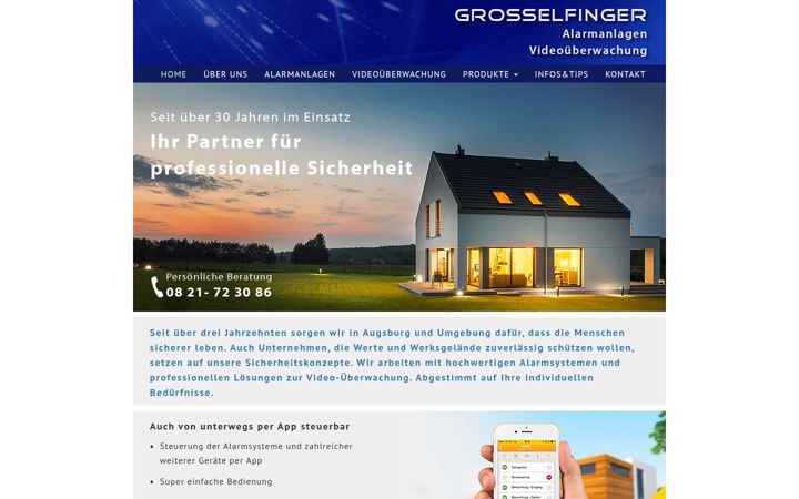 Screenshot of grosselfinger-alarm-augsburg.de