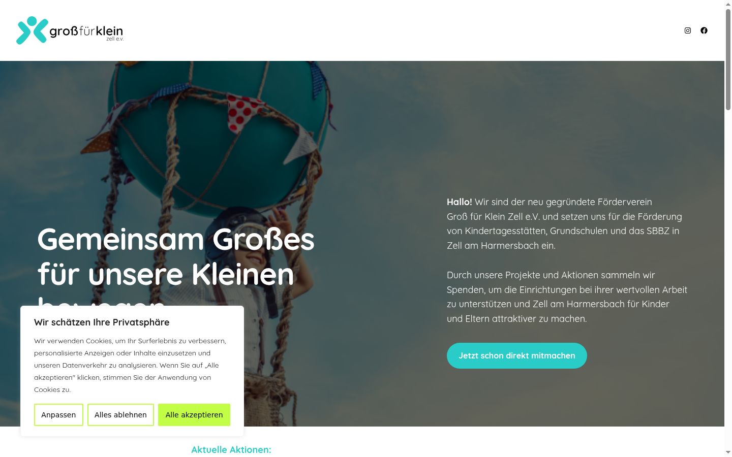 Screenshot van de toestemmingsbanner zoals getoond vóór enige interactie