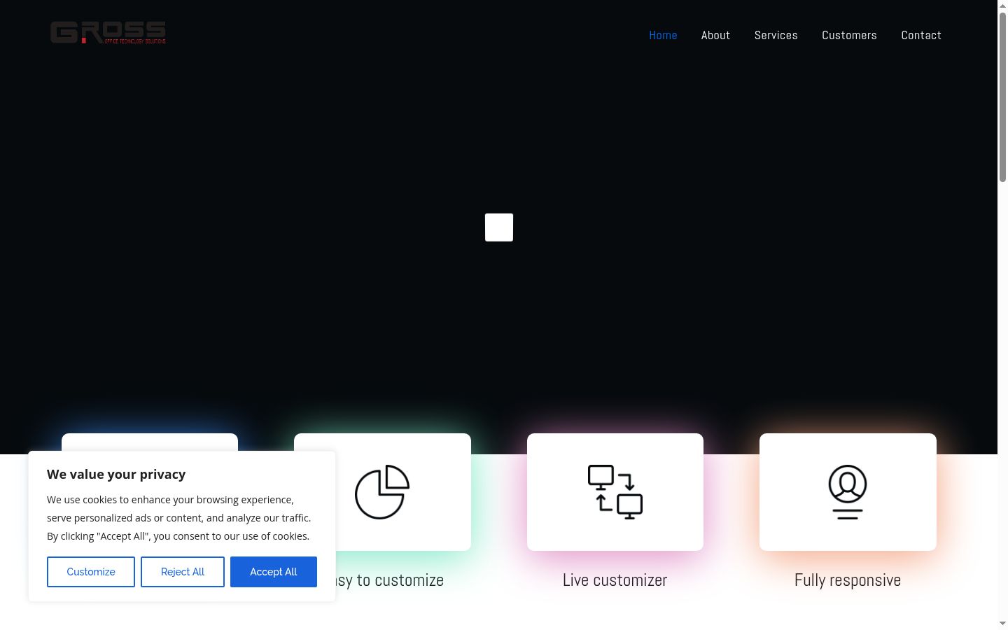 Screenshot del banner di consenso mostrato prima di qualsiasi interazione