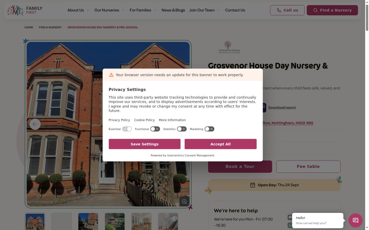 Screenshot of the consent banner shown before any interaction