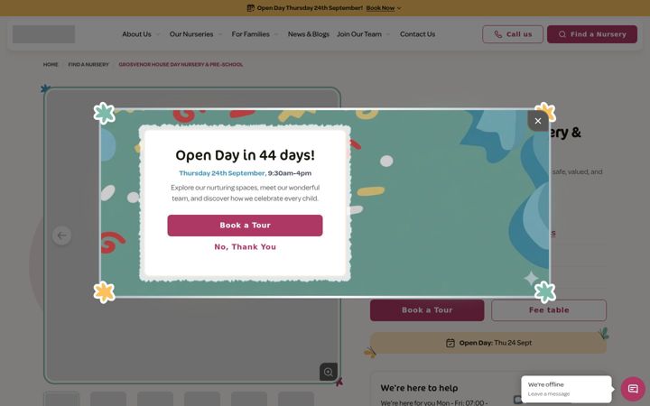 Screenshot of grosvenorhousedaynursery.co.uk