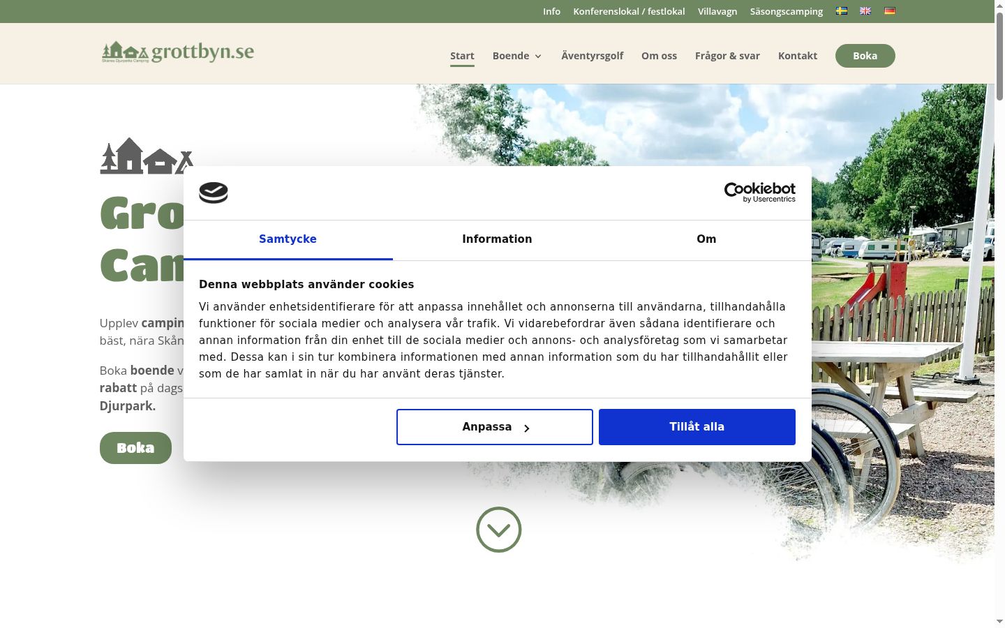 Screenshot of the consent banner shown before any interaction