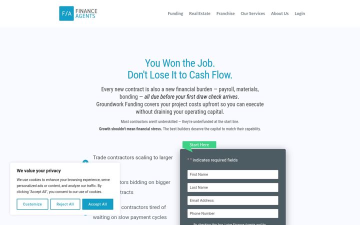 Screenshot of groundworkfunding.com