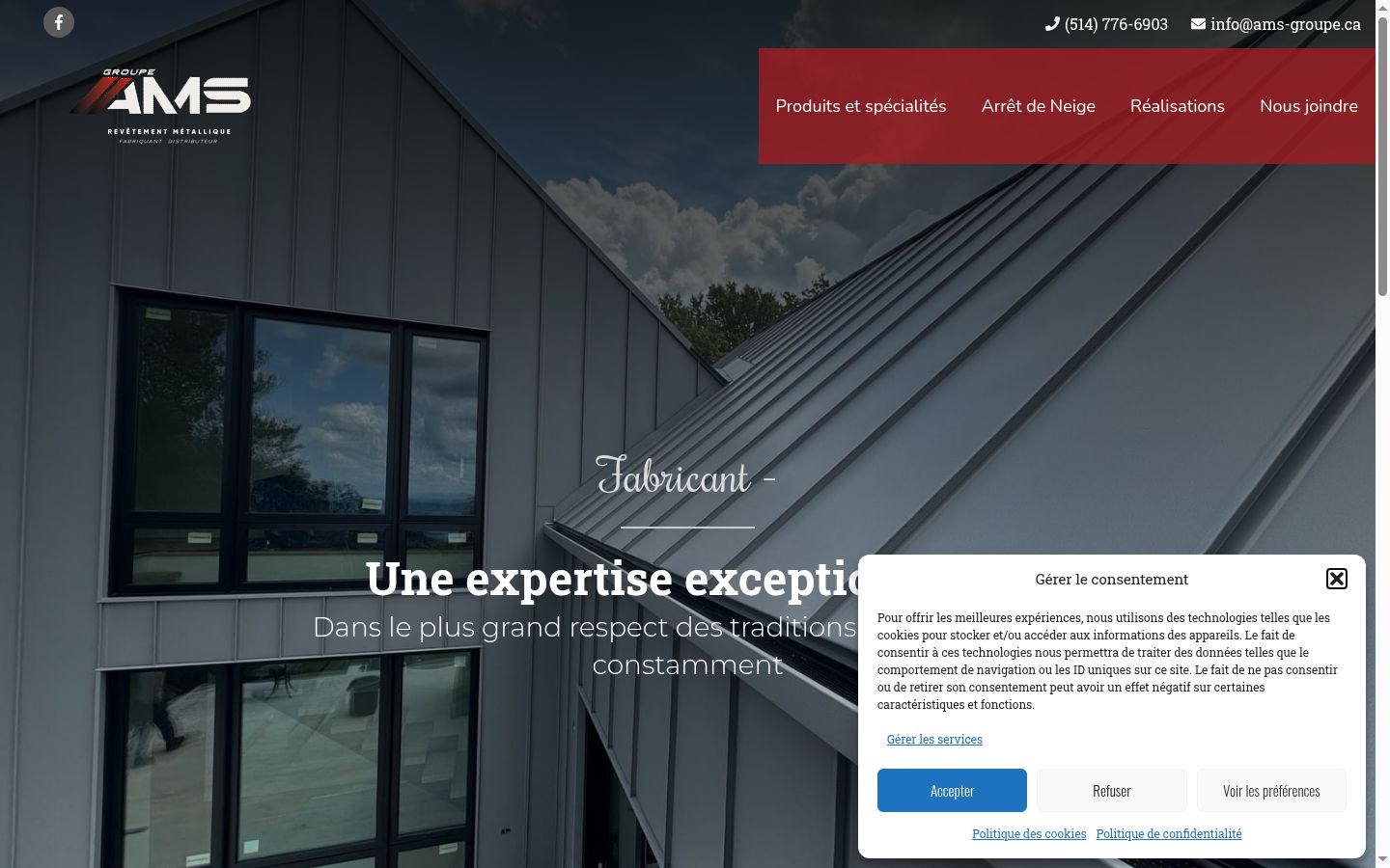 Capture d'écran de la bannière de consentement affichée avant toute interaction