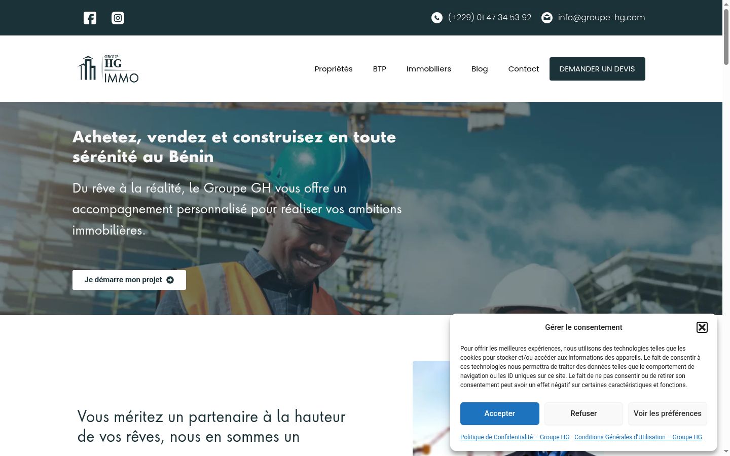 Captura de pantalla del banner de consentimiento mostrado antes de cualquier interacción