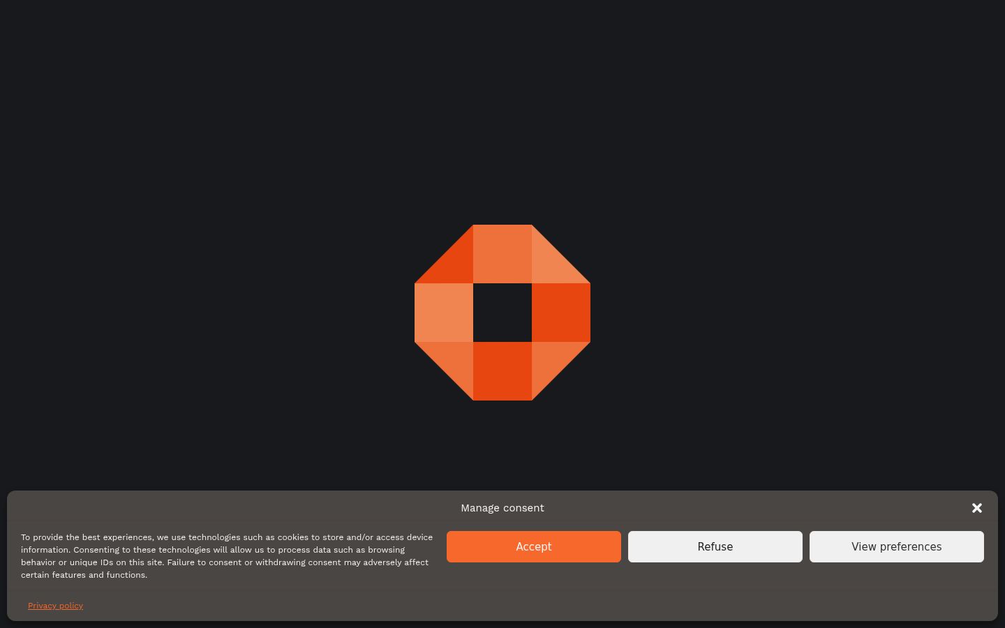 Screenshot del banner di consenso mostrato prima di qualsiasi interazione