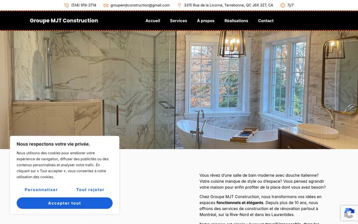 Screenshot of groupemjtconstruction.ca