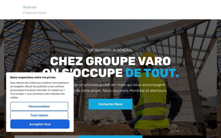 Screenshot of groupevaro.ca