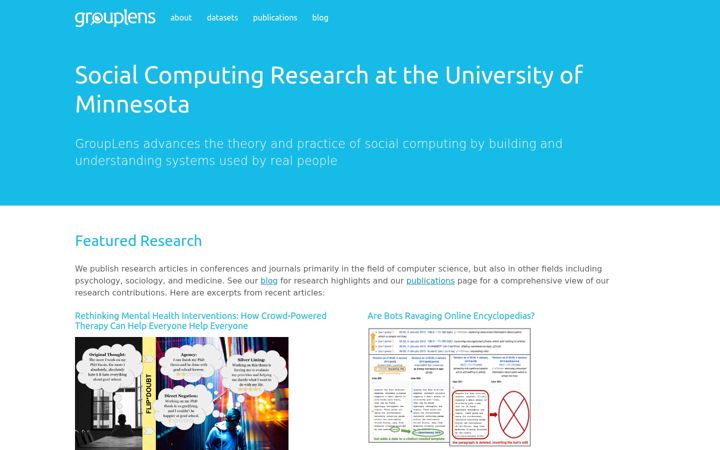 Screenshot of grouplens.org