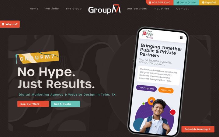 Screenshot stránky groupm7.com
