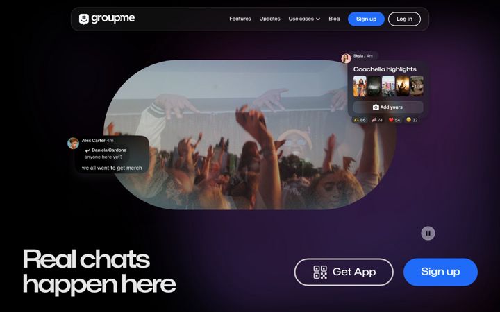 Screenshot von groupme.com