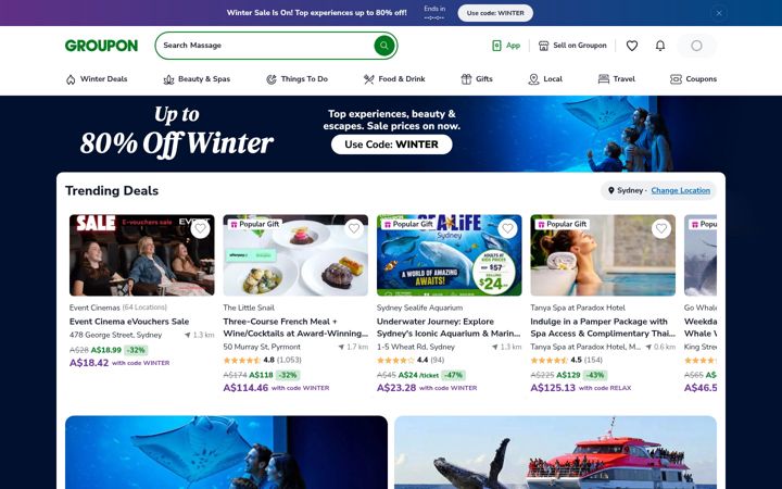Screenshot of groupon.com.au