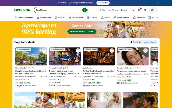 Captura de ecrã de groupon.nl