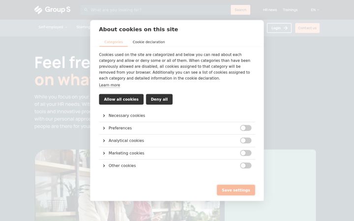 Screenshot of groups.be