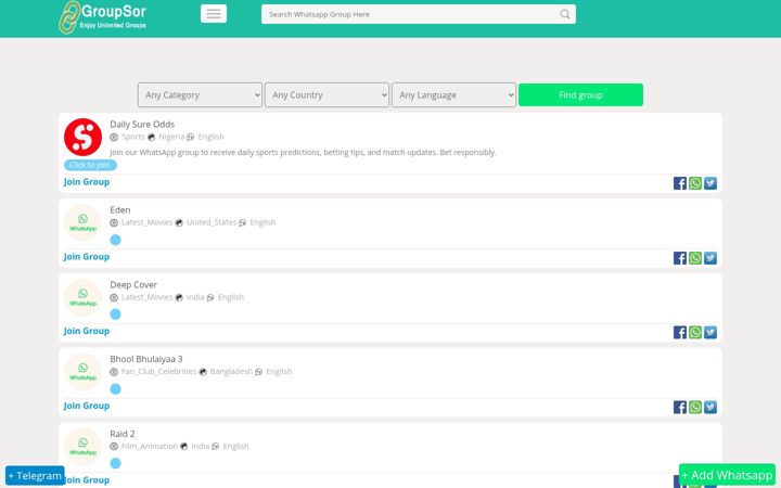 Screenshot of groupsor.me