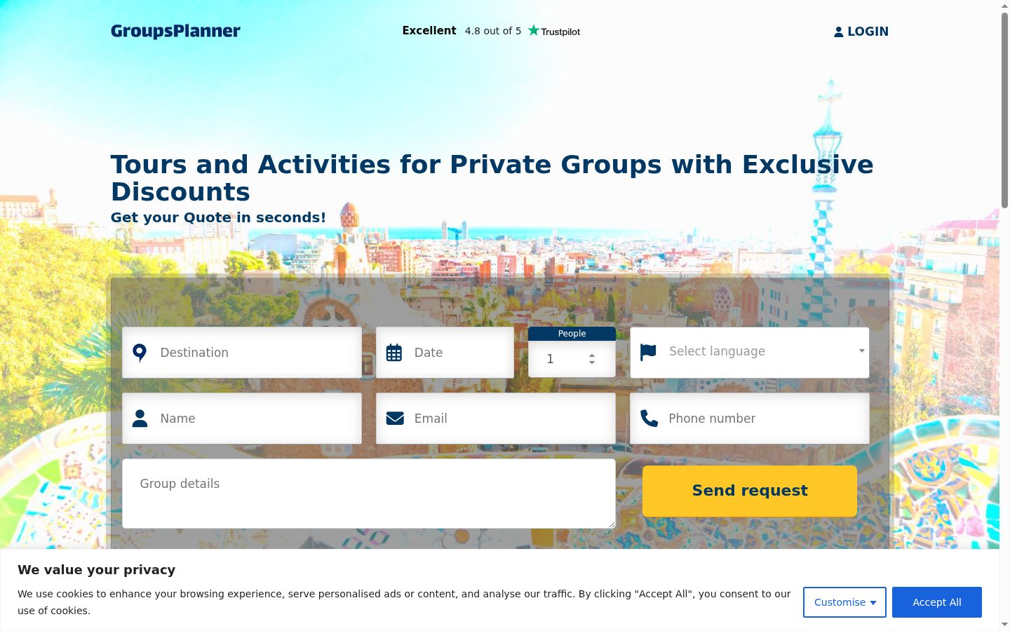 Screenshot del banner di consenso mostrato prima di qualsiasi interazione
