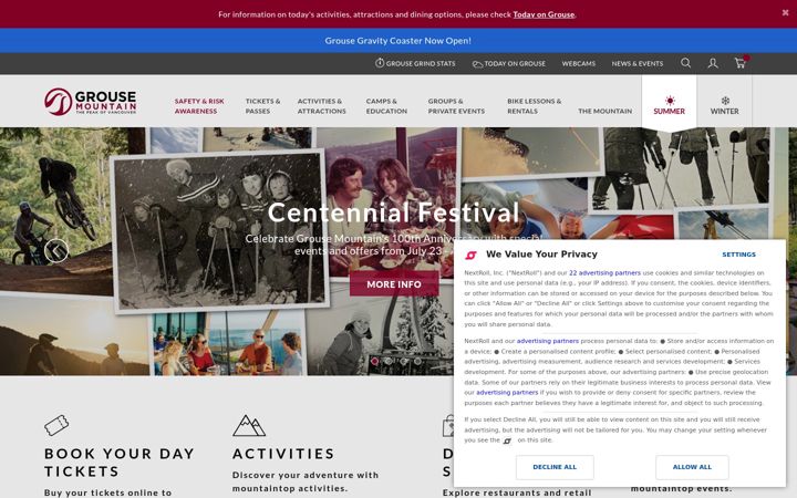 Screenshot of grousemountain.com