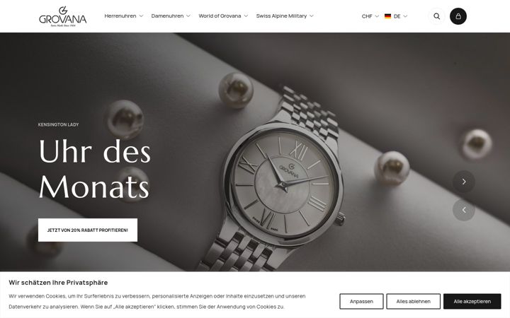 Screenshot of grovana.ch