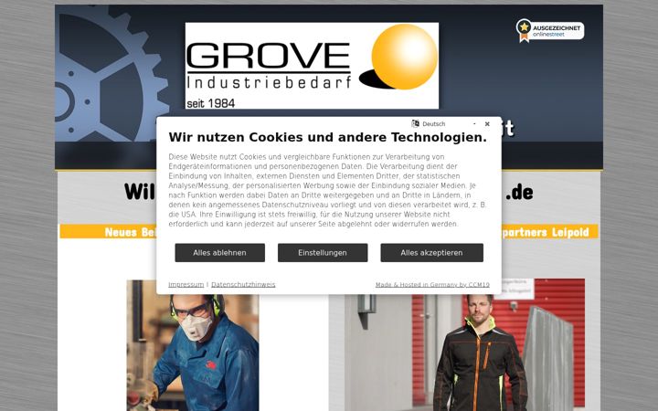 Screenshot of grove-industriebedarf.de
