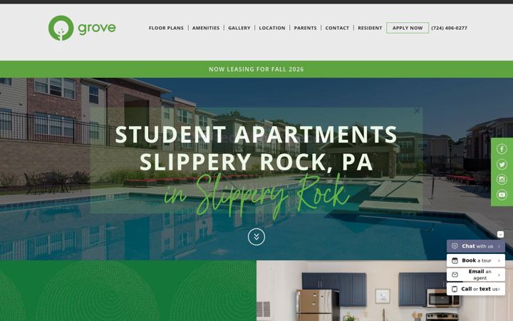 Screenshot of groveatslipperyrock.com