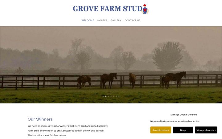 Screenshot of grovefarmstud.com