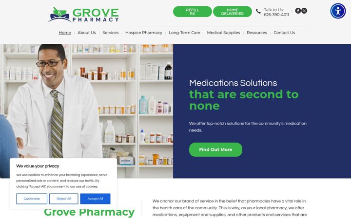 Screenshot of grovepharmacyrx.com