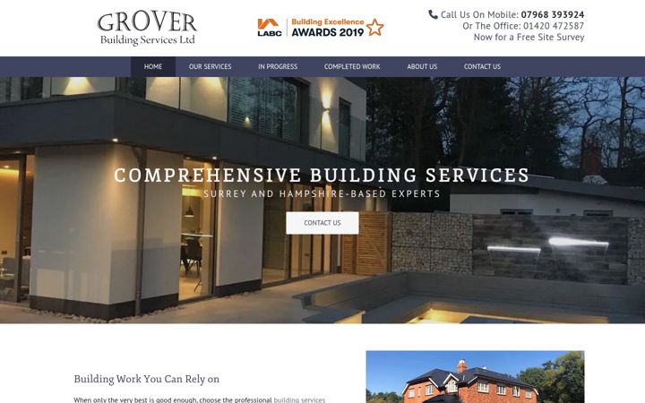 Skjámynd af groverbuildingservices.co.uk