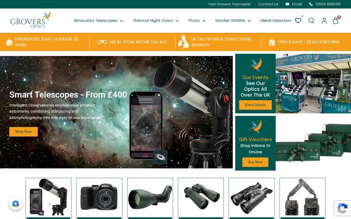 Screenshot of groversoptics.com