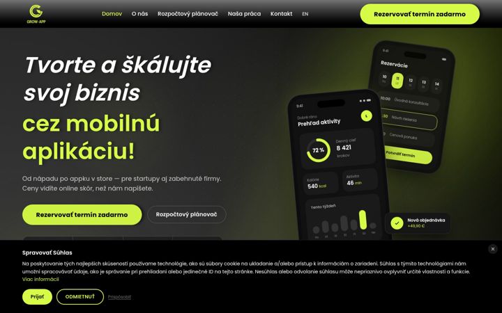 Screenshot of grow-app.sk