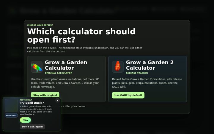 Screenshot of growagardencalculator.com